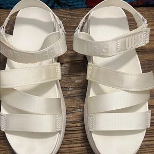 UGG White Strappy Sandals . Size 8